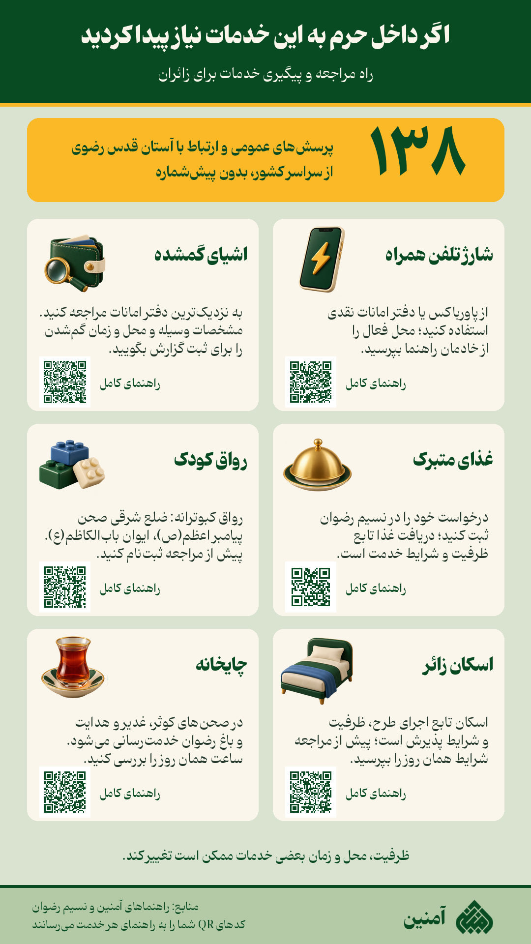 راهنمای خدمات حرم امام رضا(ع)