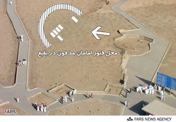 نقشه قبرستان بقیع و مدفونان آن