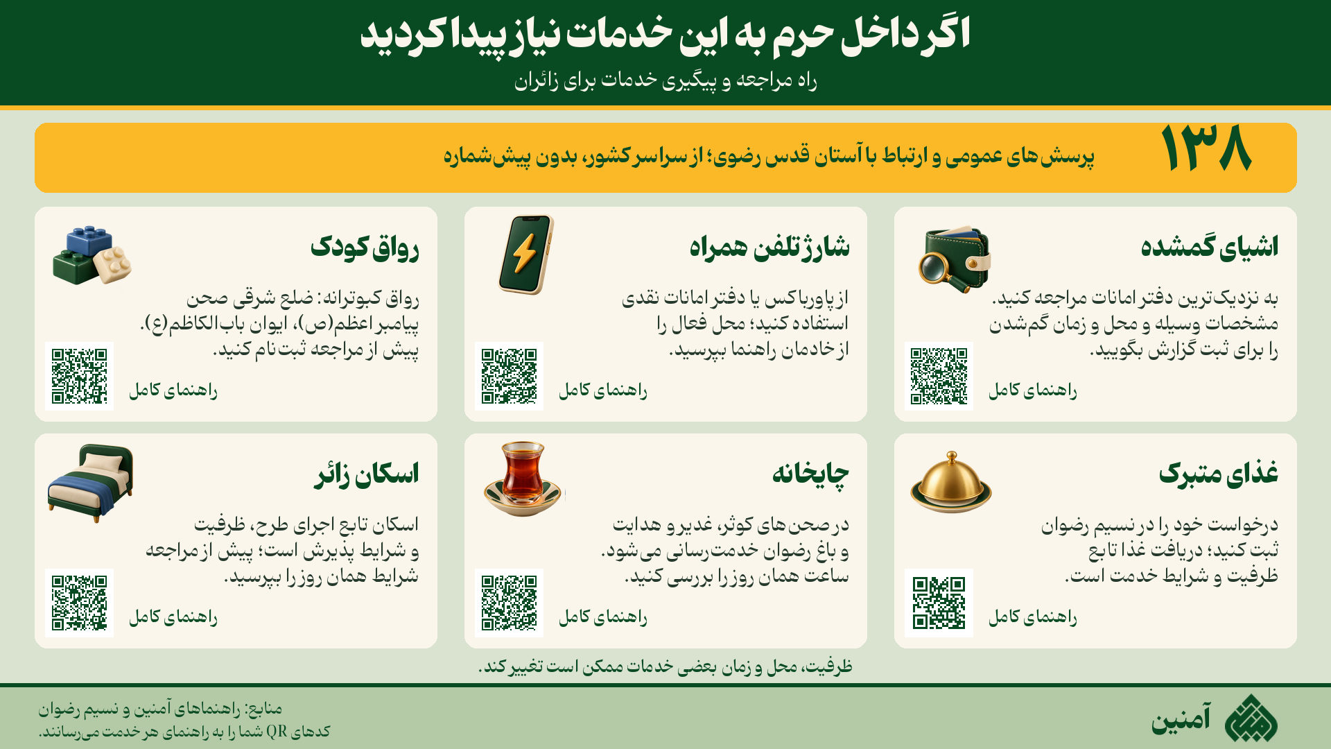 راهنمای خدمات حرم امام رضا(ع)